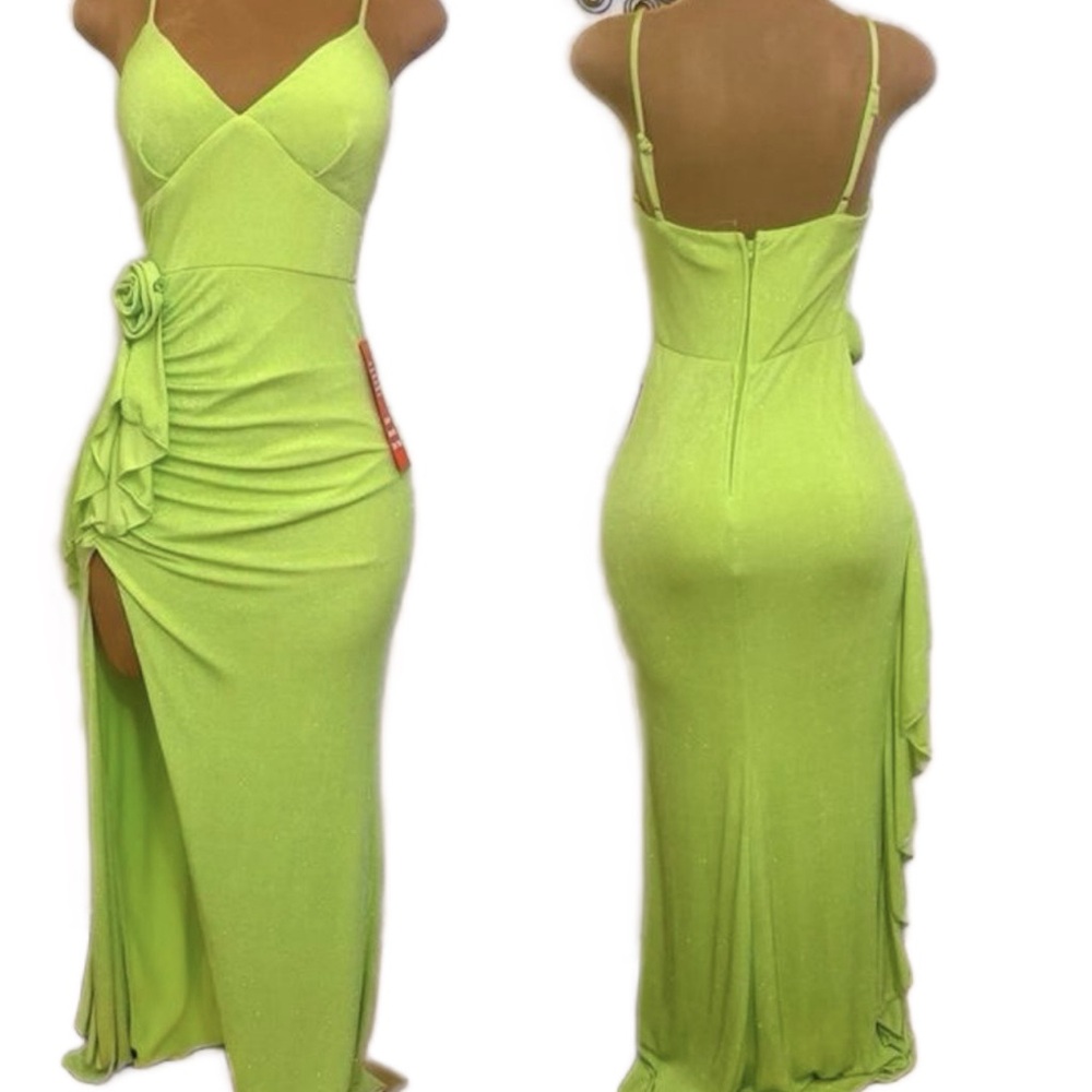 City Triangles Green Ruched Bodycon Gown